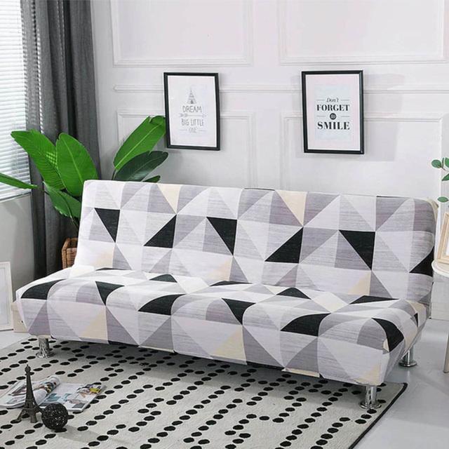 Black Geometric Folding Sofa Bed Case Living Sofa Cases Elastic Spandex Stretchdouble Seat Case Slipcovers For Living Room Area Geometric Print