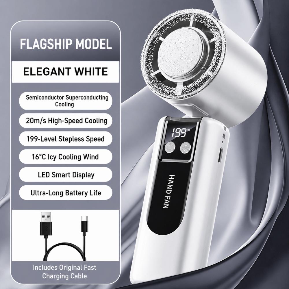 199-speed High-speed Handheld Fan Digital Display Air Conditioner Fan New Portable Fan  Outdoor