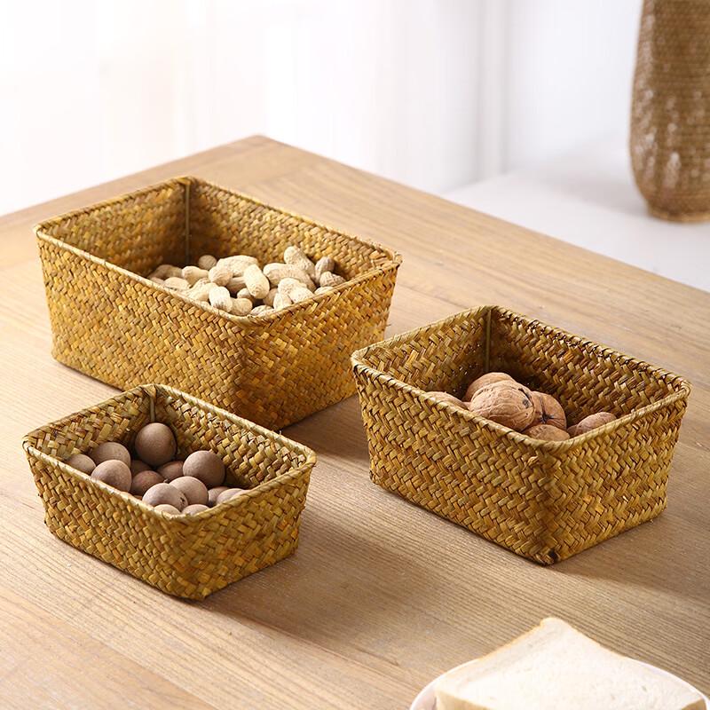 ZISIZ Handmade Seagrass Desktop Storage Basket