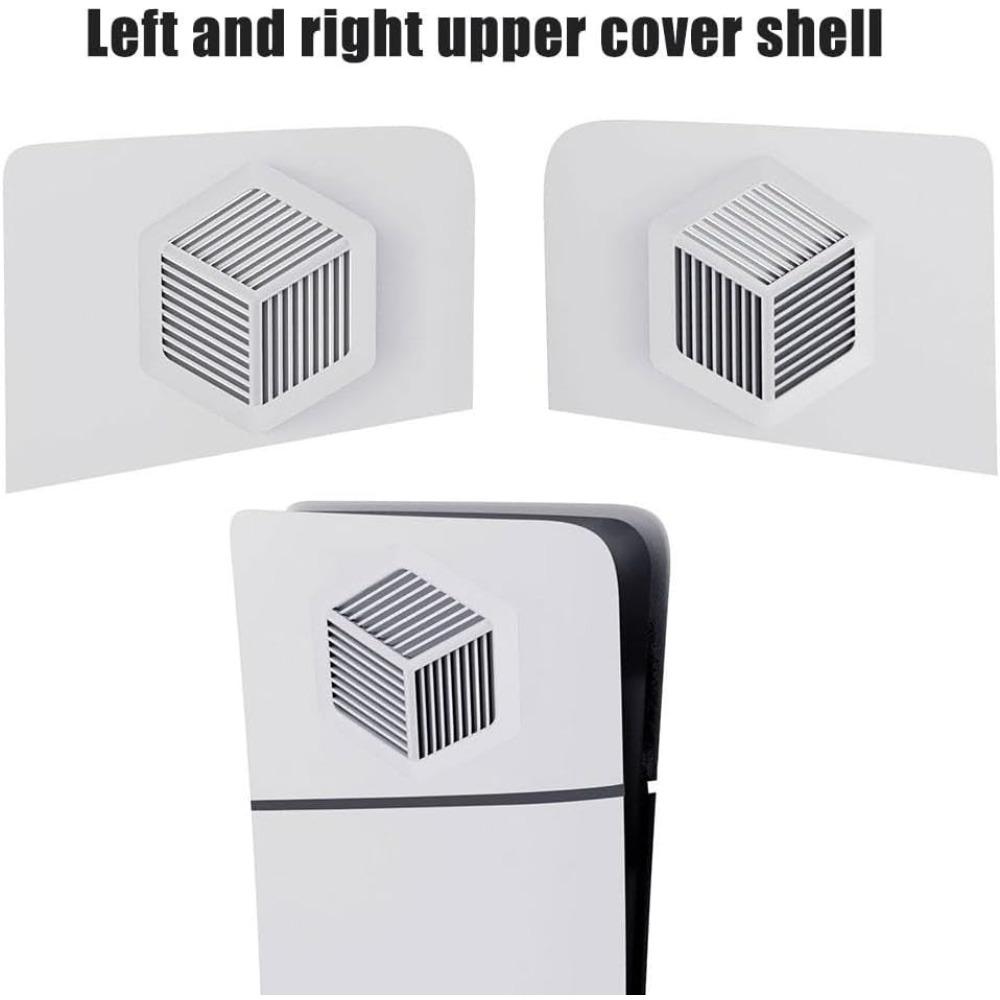 Čelní panel konzole PS5 Slim, levý a pravý horní kryt, bílý náhradní boční kryt s chladicími otvory, prachotěsné krycí desky z ABS plastu