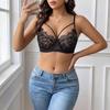 European French Eyelash Lace Bra,Thin‑Strap V‑Neck Sheer Mesh Underwire Bra,Sexy Gather Brassiere for Women