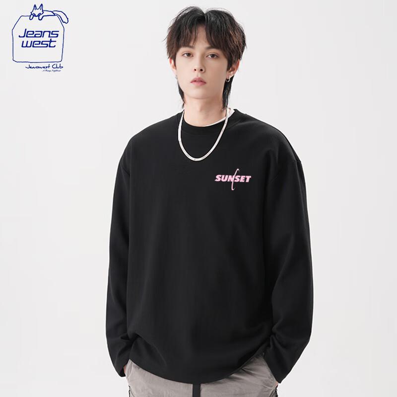 JEANSWEST CLUB Men s Printed Round Neck Long Sleeve T-Shirt M