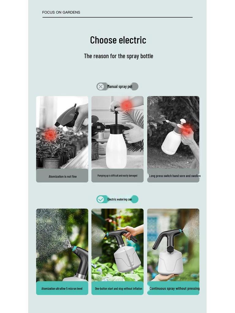 Rechargeable 2L Handheld Electric Sprayer for Watering and Garden Use