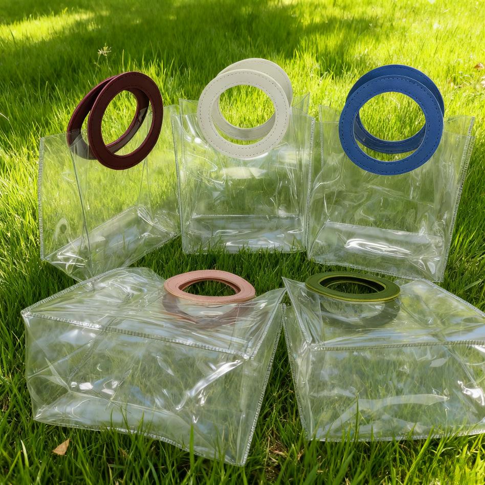 

Laser Transparent PVC Tote Bag with Round Handle - Perfect for Souvenirs, Gifts, and Teacher s Day Cards W 25cm x H 28cm x Side 14cm