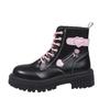 Girls Pink Love Martin Boots Women's 2025 Autumn Thick-soled British Style Student Short Boots Show Small Lace-up Single Boots Tide