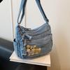 Vintage Denim Bag Crossbody Bag Women's Large Capacity Multi-Pocket Lightweight Shoulder Bag