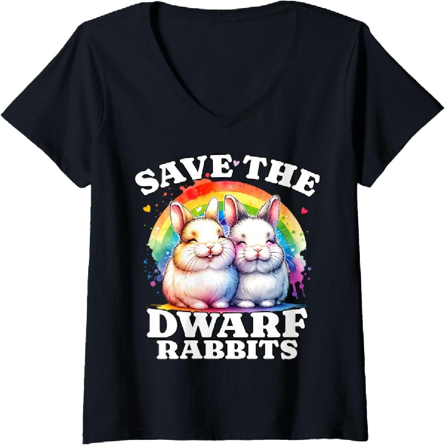 Womens Dwarf Rabbit Save Dwarf Rabbit V-Neck T-Shirt XXXXXL разноцветный