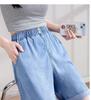 2025 Women's Plus Size Loose Ice Silk Denim Shorts - Tencel Wide Leg Mid-Length