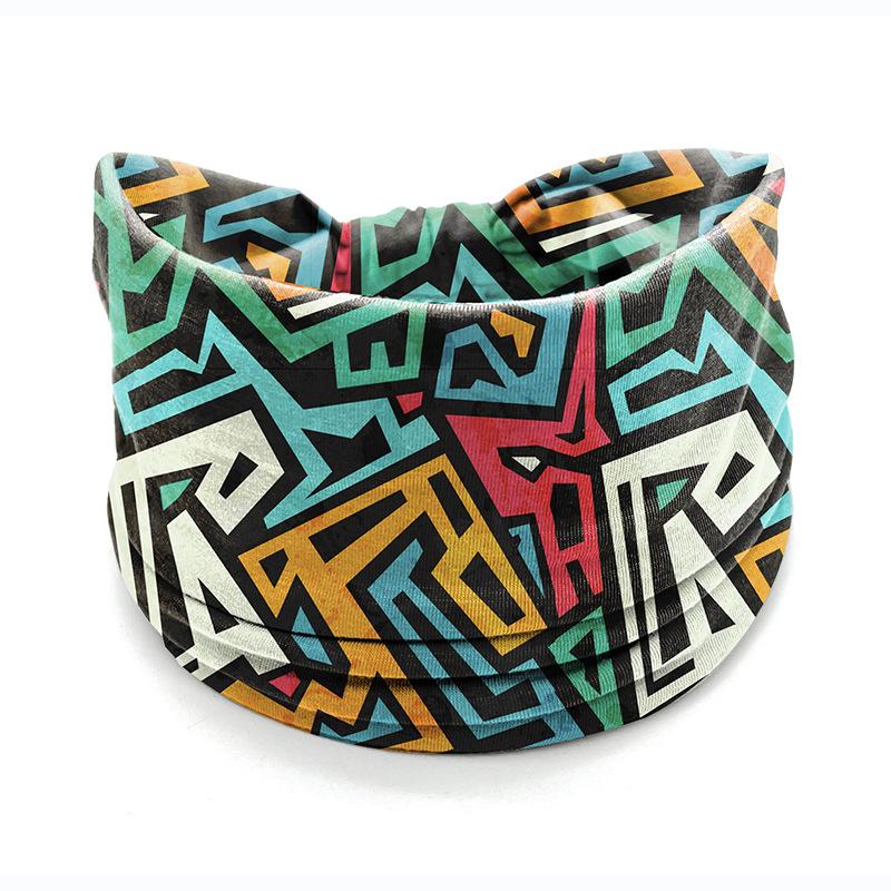 European American Women's Hair Band African Print Pattern Wide Edge Elastic Knot Sports Yoga Headband Women's Headwear Hair
