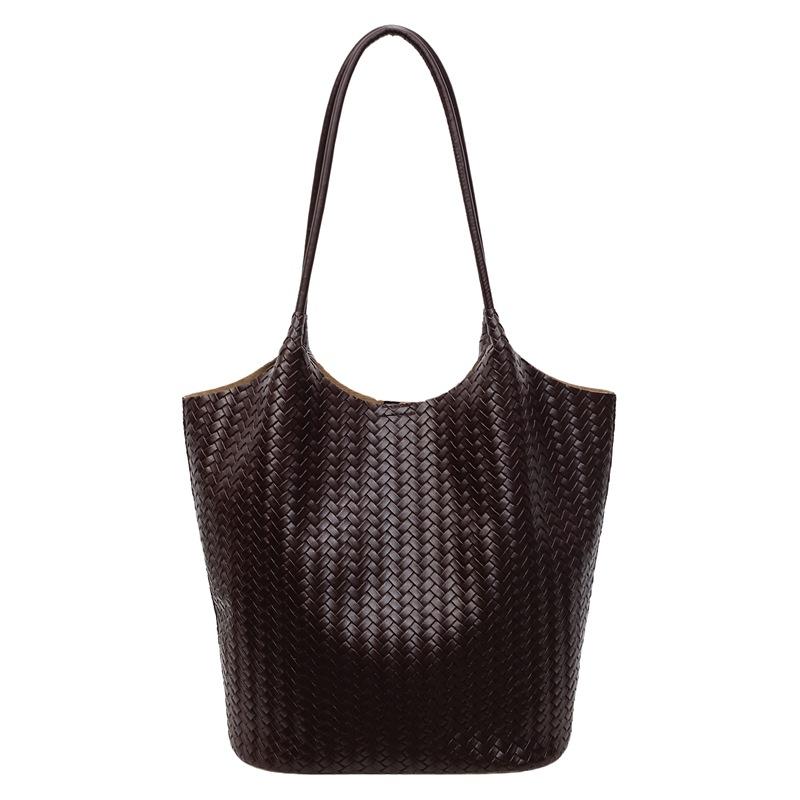 Simple and Retro Woven Pattern Bag, Commuter Single-shoulder Bag, Casual Large-capacity Tote Bag