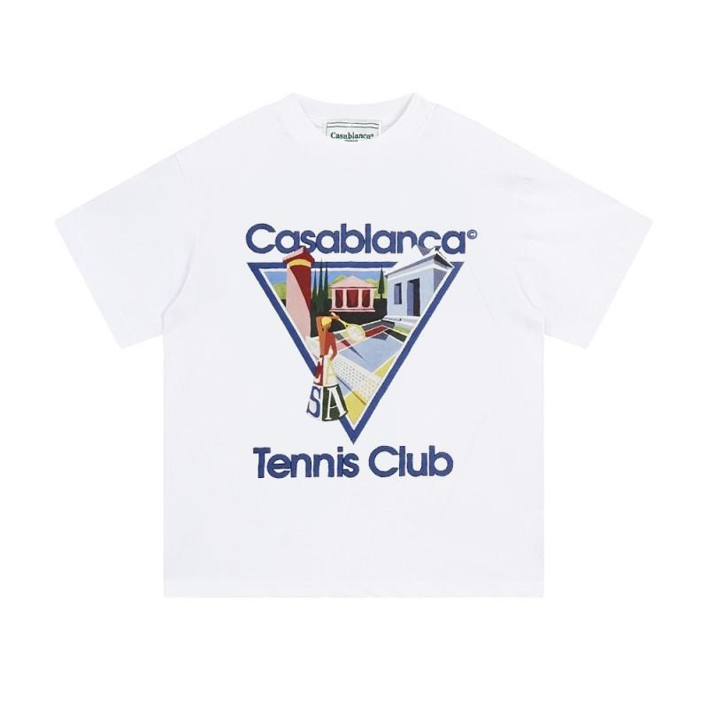 Casablanca Unisex Short Sleeve T-Shirt With Cosmic Castle Letter Print Loose Fit Cotton Tee