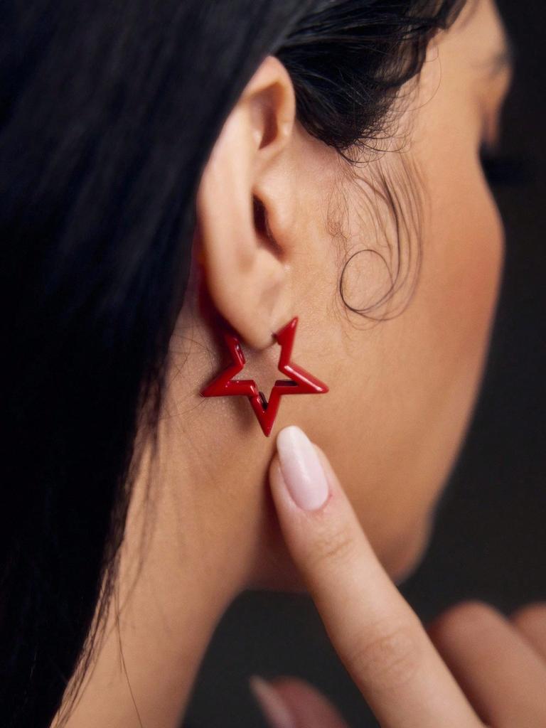 1pair Fashionable Star Design Hoop Earrings for Women for Daily Decoration