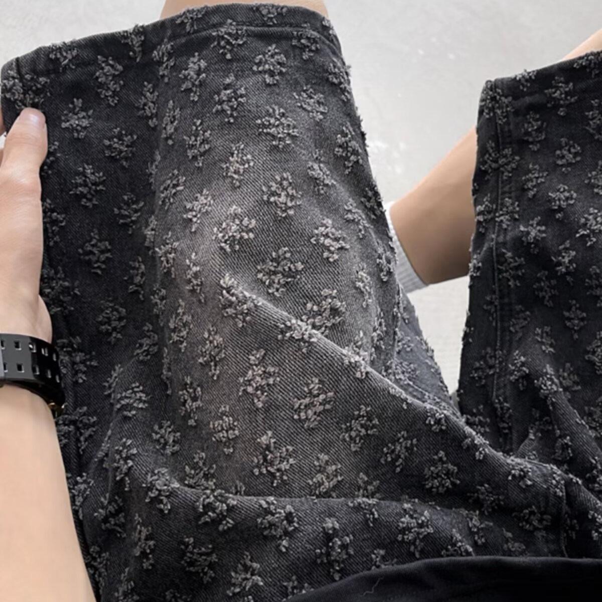 

Мужские джинсовые шорты в стиле ретро Starry Sky - летние тонкие бриджи с 5-точечным узором M чёрный