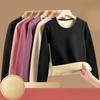Women's Autumn Winter Round Neck with Velvet Lining Sweater Thickened Wear Thermal Clothes Long-sleeved T-shirt Bottoming Shirt
