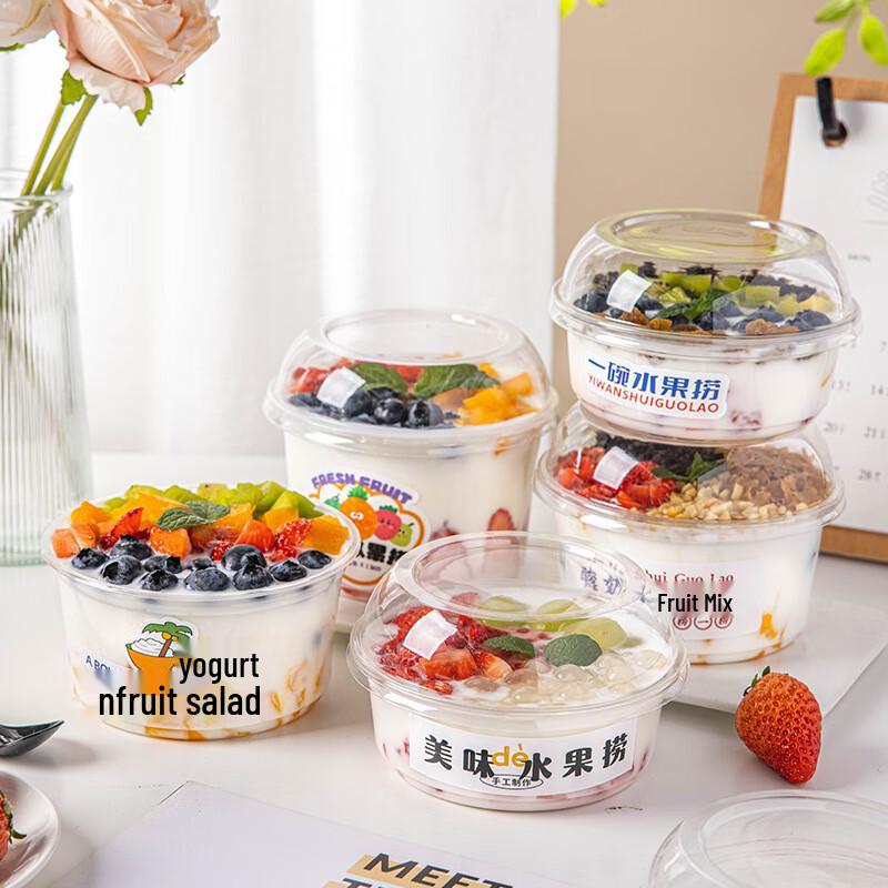 Meidi 480ml Dezertní Ovocné Salátové Kelímky s Kopulovitými Víčky