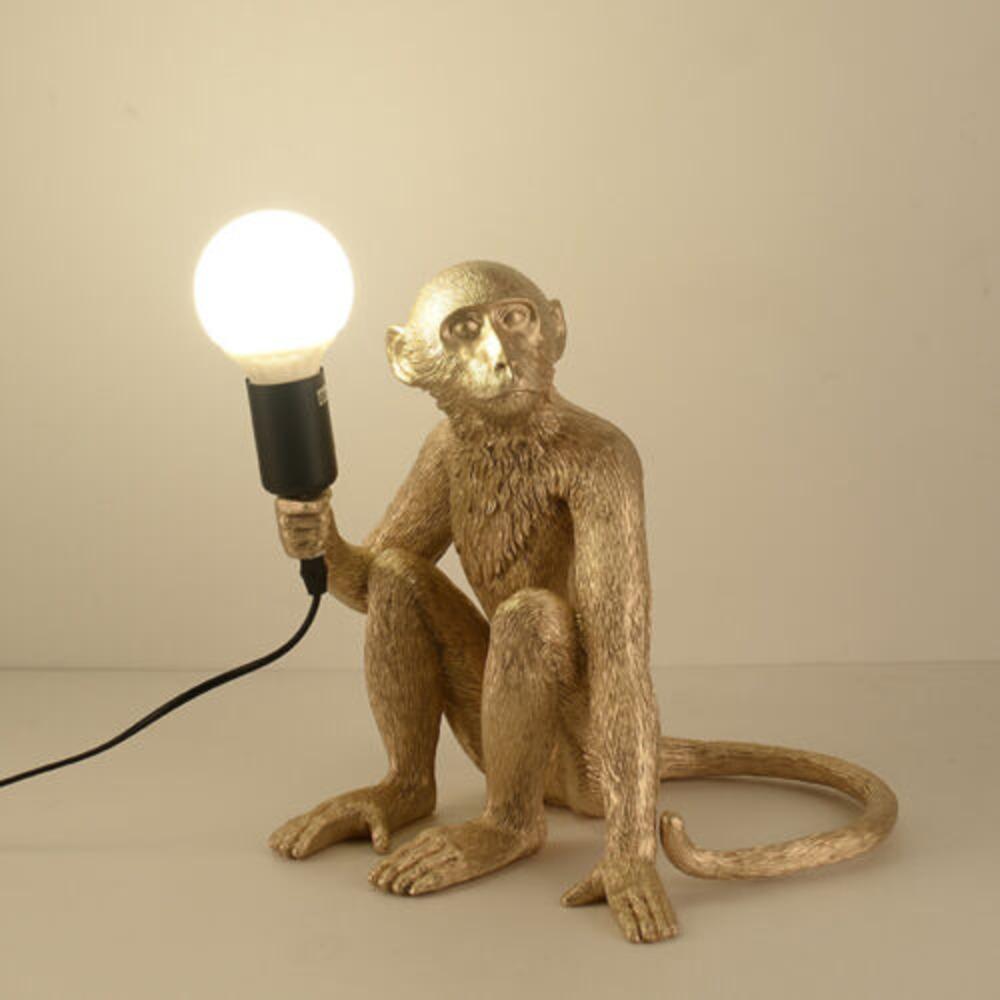 Gold Resin Table Lamp Light Home Office Modern Sculpture Desk Lamp Indoor Lighting Sitting Monkey Shape Environmentally Friendly