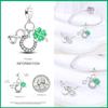 925 Silver Tree of Life Four-Leaf Clover Green Series Charms Beads Fit Qikaola 925 Original Bracelet DIY Jewelry Making