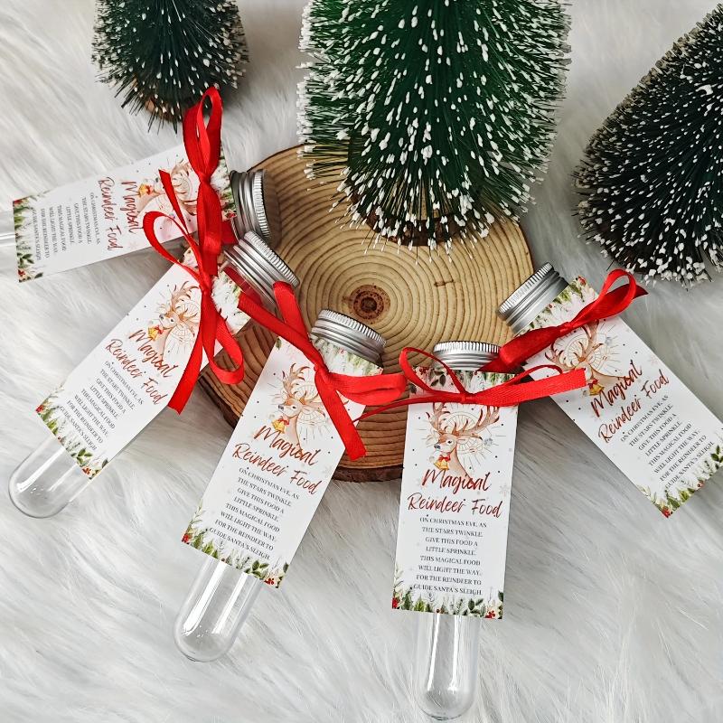 10/20 Sets Magic Reindeer Food Kits with Plastic Test Tubes Christmas Eve Party Favor Packs for Family Activities