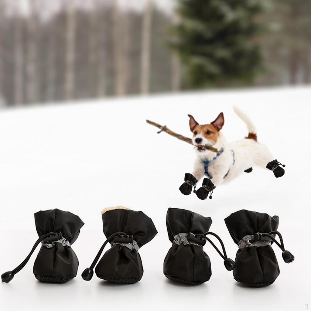 4 Pack Dog Footwear for Outdoor Activities in Winter