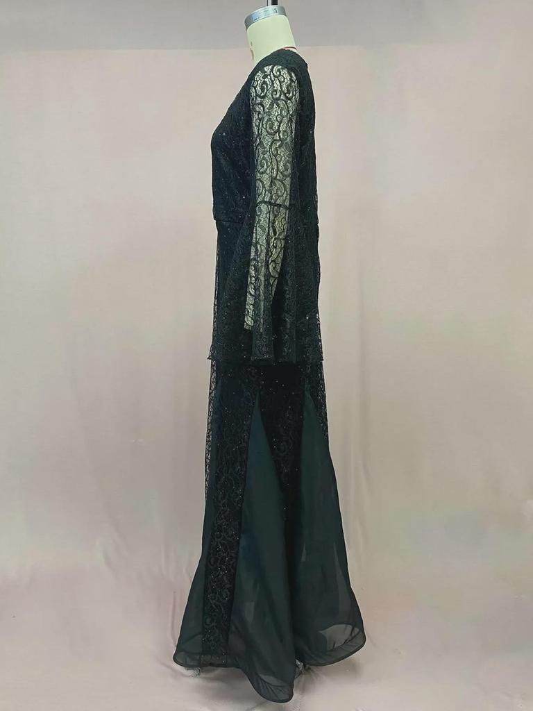 Elegant Black Fishtail Lace Evening Dress - 2025 Summer Collection