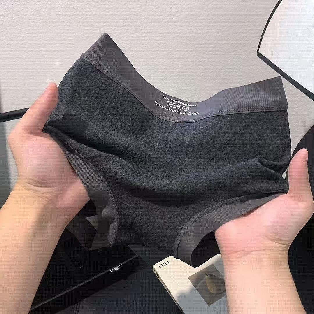 

Women s Spring and Autumn Hair Collision Color No Trace Splicing Gray Extension Crotch Waist Triangle Briefs L чёрный