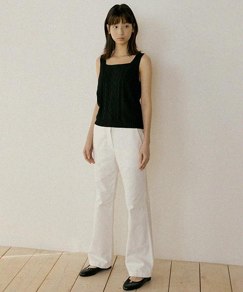 Lingseoul Whole Garment Knit Sleeveless-Black