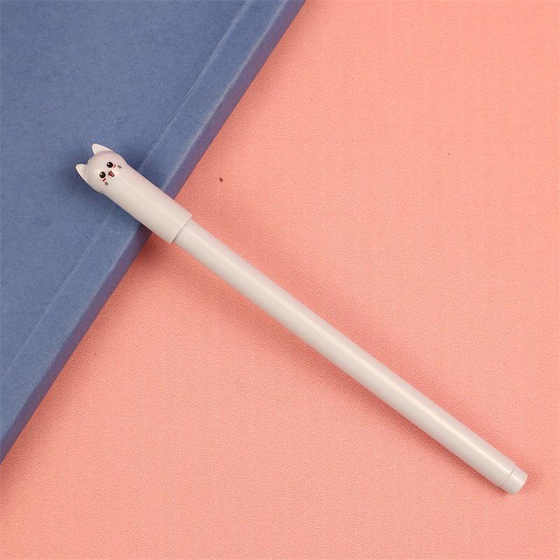 Custom Engraved Cartoon Cat Gel Pen - 0.5mm Black Ink, Anti-Lost Student Stationery Pen