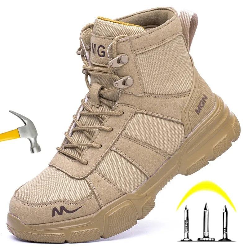 Fashion Work Safety Shoes Men CE Certified Steel Toe Safety Shoes Non Slip Lightweight Steel Toe Anti-Slip Women's Protection Work Boots
