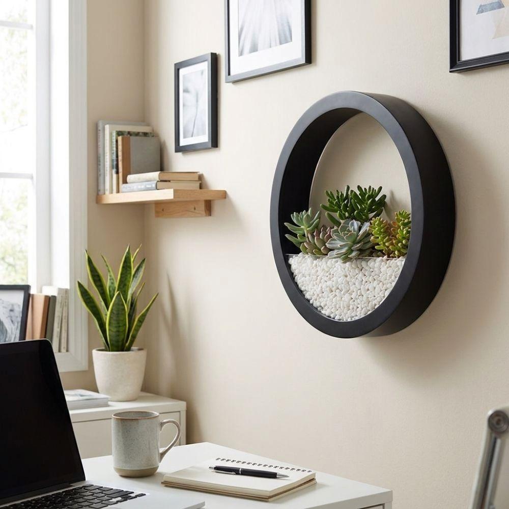 Hanging Basket Round Wall-mounted Flowerpot Space Saving Drill-Free Hydroponic Vase Plastic Plant Container Office Display