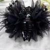 Korean Women  Mesh Flower Hair Accessories Organza Pearls Black Feather Grip Shark Hair Clip Headwear