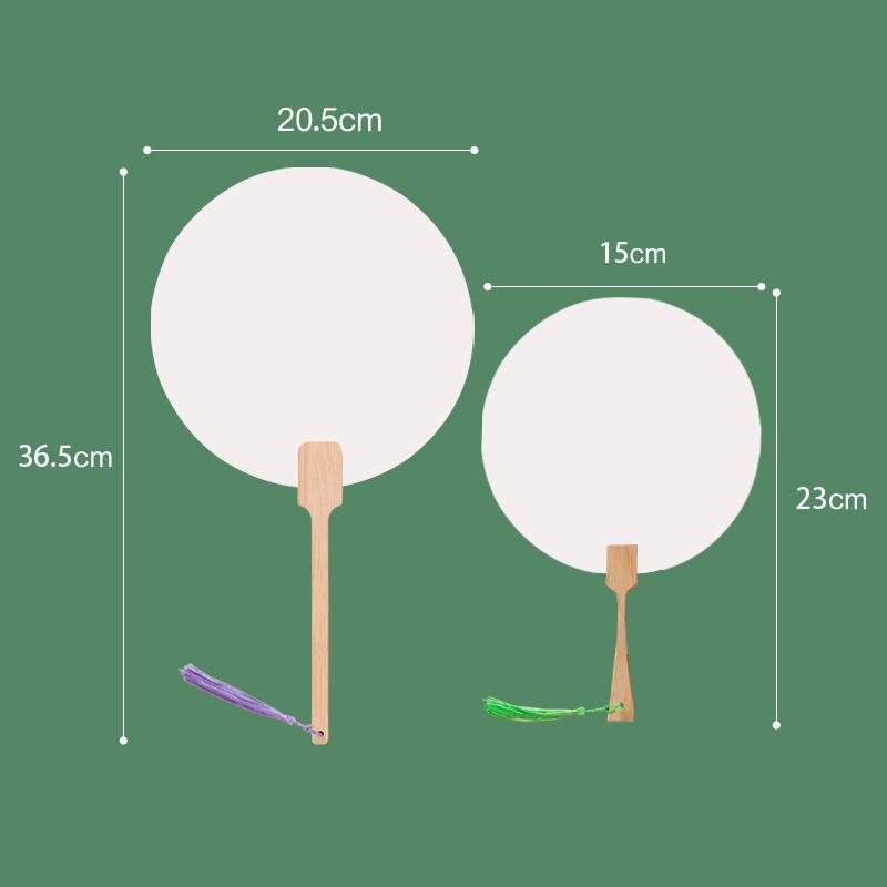 Children's DIY Ancient Style Hand-Painted Round Fan Kit with Thickened Xuan Paper for Crafts & Coloring