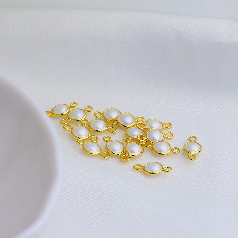 Подвеска-капля из искусственного жемчуга с покрытием из 14-каратного золота с круглым петлевым шармом с ободком для DIY-украшений