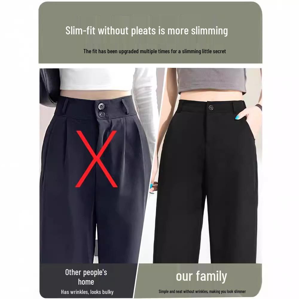 Women's High-Waist Gray Wide-Leg Dress Pants - Spring/Autumn 2024 Collection