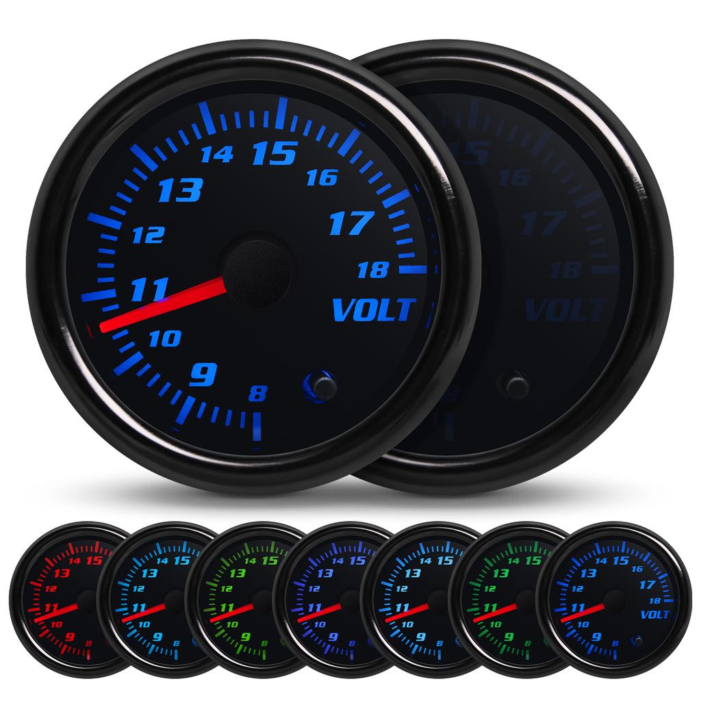 2'' 52mm 7 Color Oil Temperature Gauge Boost Bar PSI Water Temp Oil Pressure Air Fuel Ratio RPM Tachometer for 12V Car Gauges