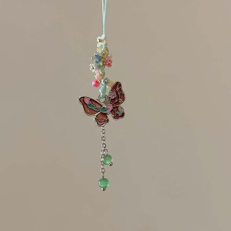 Handmade Colorful Butterfly Hanging Ornament High-End Keychain Niche Chinese Style Pendant Versatile Fashion Phone Decoration