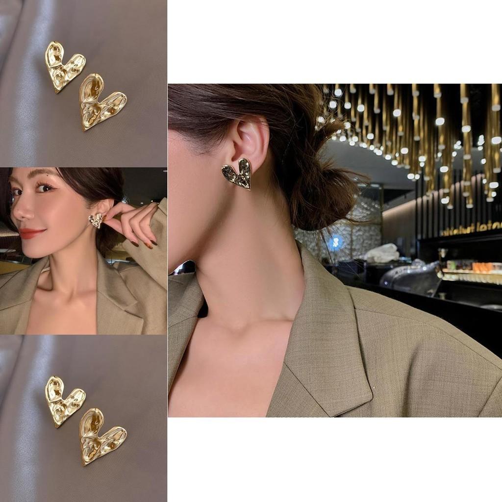 Elegant And Simple Gold Heart Shape Earrings For Women Trendy Jewelry Fashion