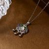 Sterling Silver Chalcedony Necklace with Auspicious Cloud Design