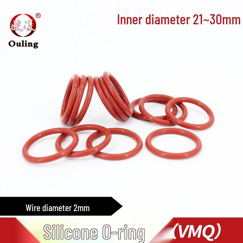 Temperature-Resistant Red Silicone O-Ring Sealing Element, OD 21-30mm x 2mm OD 21*2mm (5 pcs)