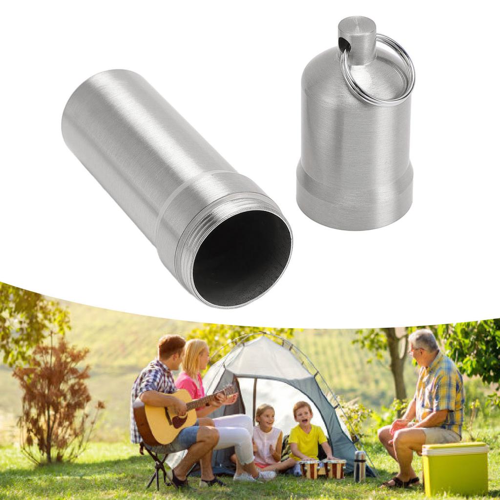 Metall-Aufbewahrungsrohr Aluminiumlegierung Leicht Regendicht Tragbar Luftdichter Behälter mit Pfeifenschnur für Camping Reise Silber