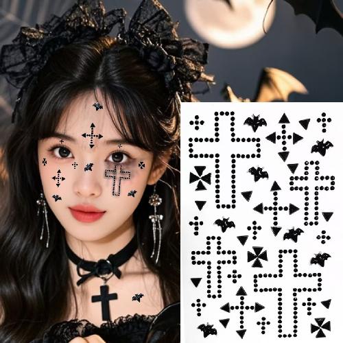 Halloween Face Stickers Diamond Red Black Broken Diamond Flashing Diamond Stickers Horror Simulation Fake Plasma Scar Scar Makeup