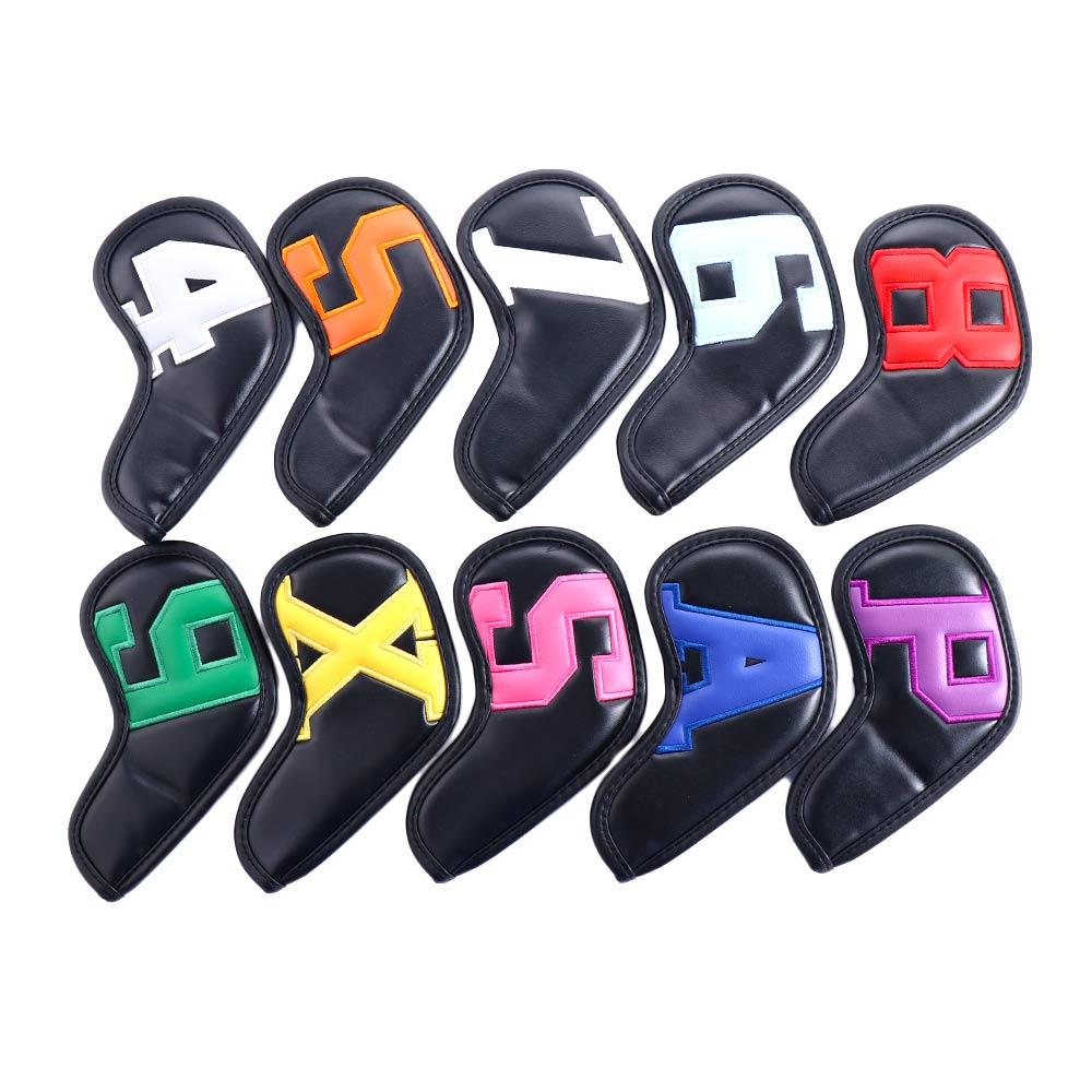6 Clors Men and Women 4-9 ASPX PU Leather High-end Protective Cover Golf Wedge Cover Golf Iron Covers Golf Club Head Covers