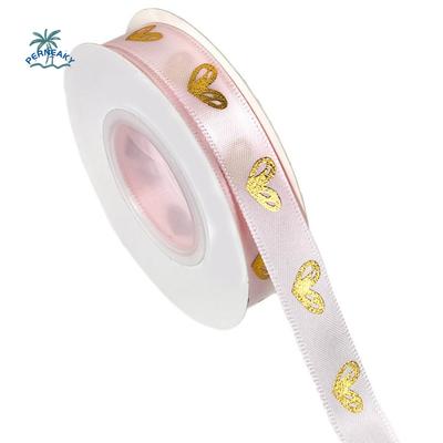 1.5cm*16 Meters Valentine's Day Series Ribbon Classic Festive Atmosphere Ribbon Gold-stamped Heart Ribbons Cake Baking Packaging