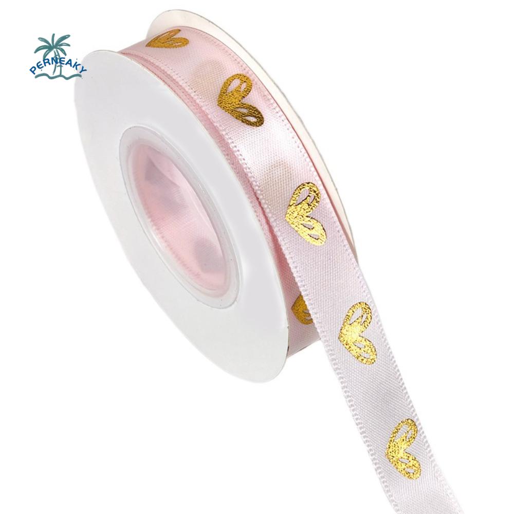 1.5cm*16 meters Valentine's Day Series Ribbon Classic Festive Atmosphere Ribbon Gold-stamped Heart Ribbons Cake Baking Packaging