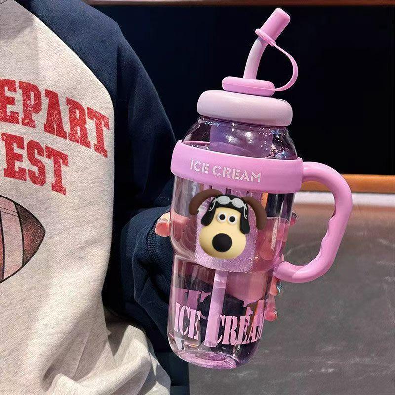 Lucky Belly Jumbo Water Bottle with Tea Infuser, Straw, High-Value Handle, and Convenient Ice Holder