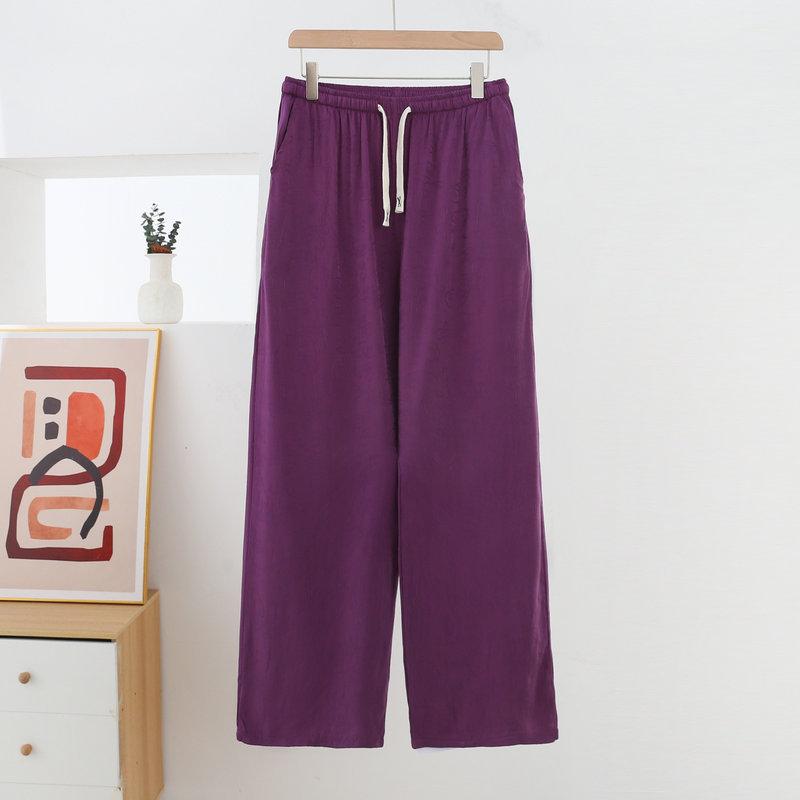 Women's Cotton Rayon Wide Leg Pants With Pockets Straight Leg Loose Plus Size Flattering Spring Summer Casual Outdoor Trousers