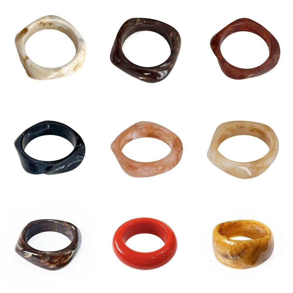 Bohemian Acrylic Bangle Smudging Retro  Hand Ring Creative Irregular Wide Bracelet  Gift