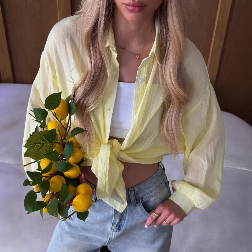 Minimalist Transparent Long-Sleeve Shirt: Casual Summer Drape for Sun Protection