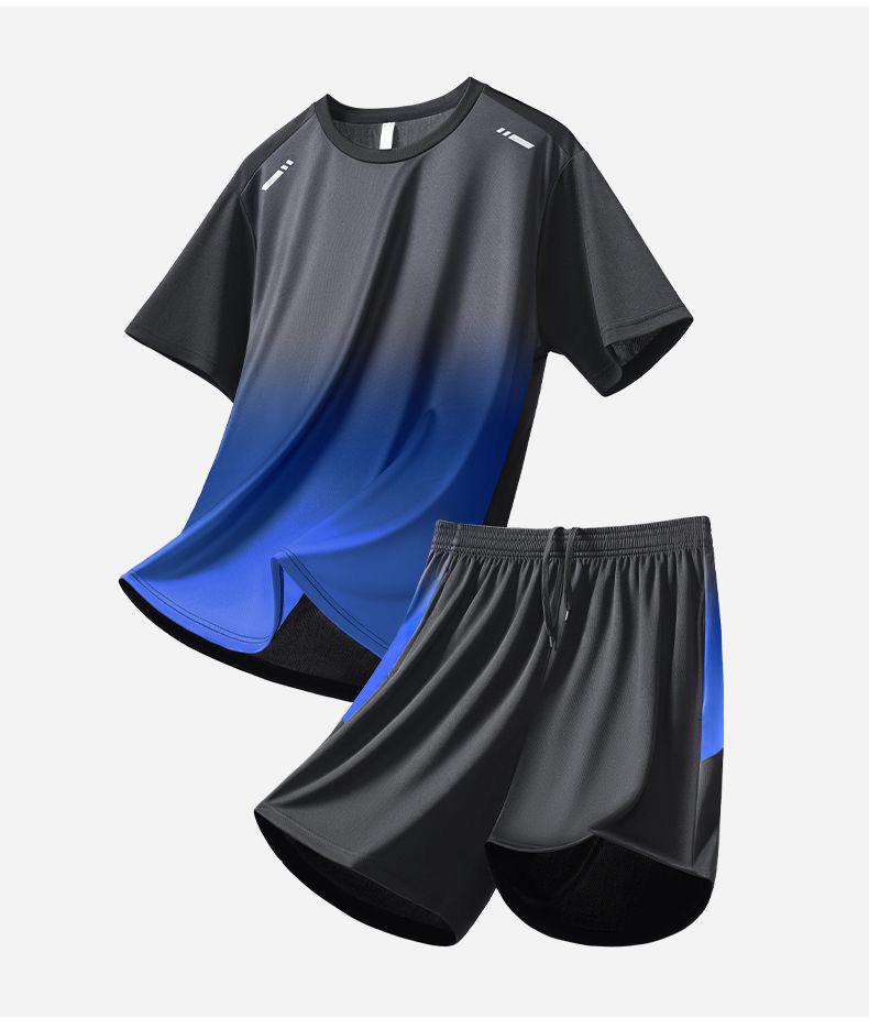 Ice Silk Quick-Dry Sports Suit: Unisex Short-Sleeve & Shorts for Summer Fitness & Outdoor Running