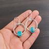Blue Copper Turquoise Gemstone 925 Sterling Silver Handcrafted Earrings 1.37" EE-67-23