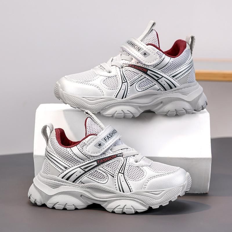Children's sports shoes boys and girls Velcro shoes 2025 new middle-aged and older children's mesh casual running shoes dad shoes